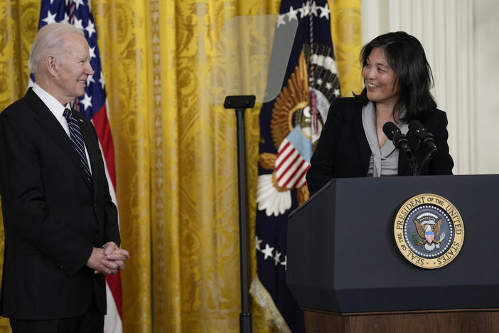 Deputy Labor Secretary Julie Su, President Joe Biden's nominee to serve as the next secretary of labor, speaks at the White House on March 1.