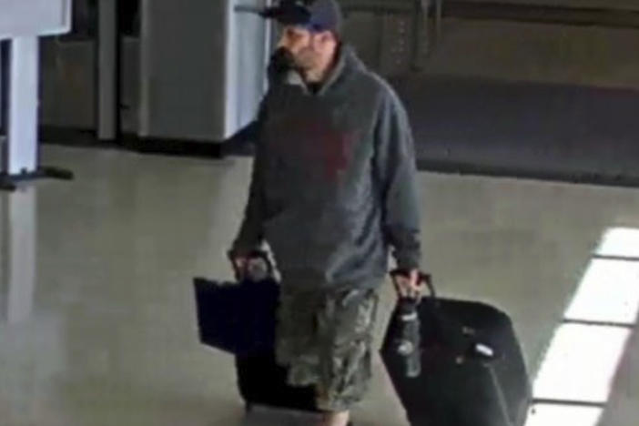 This airport surveillance camera image released in an FBI affidavit shows alleged suspect Marc Muffley at Lehigh Valley International Airport in Allentown, Pa., on Monday.