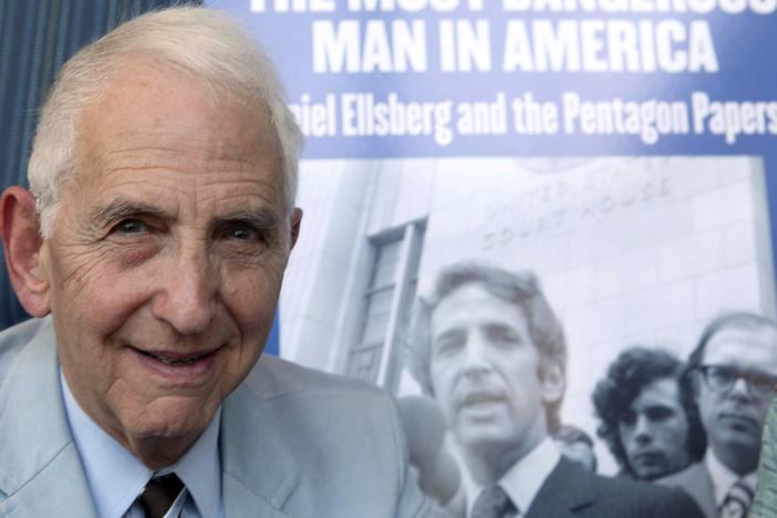 Daniel Ellsberg speaks during an interview in Los Angeles on Sept. 23, 2009. Ellsberg, who copied and leaked documents that revealed secret details of U.S. strategy in the Vietnam War and became known as the Pentagon Papers, has announced he has terminal cancer and months to live.