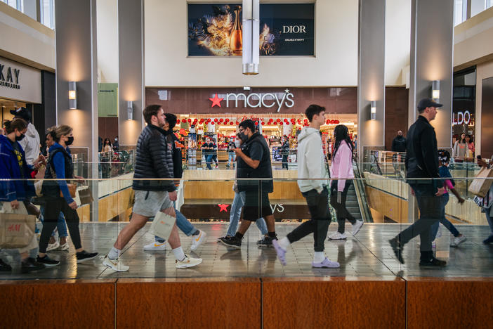 People shop at a mall in Houston.