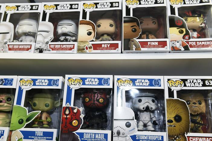 Funko Pop Star Wars action figures line the shelves at Meltdown Comics and Collectibles in Los Angeles in 2015.