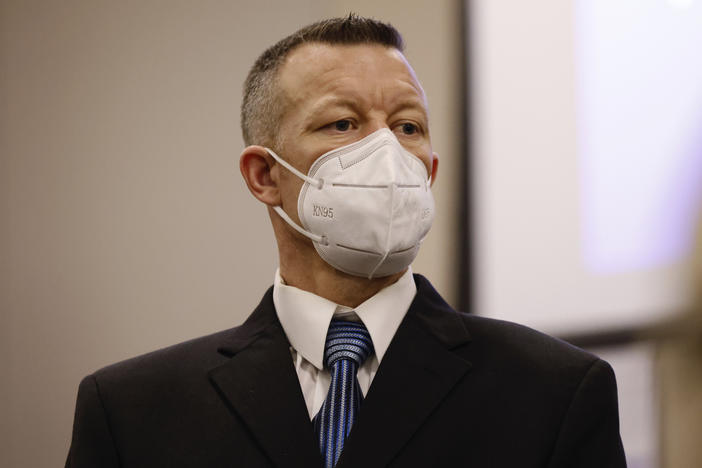 Paul Flores listens during his murder trial in Monterey County Superior Court in Salinas, Calif., on July 18, 2022.