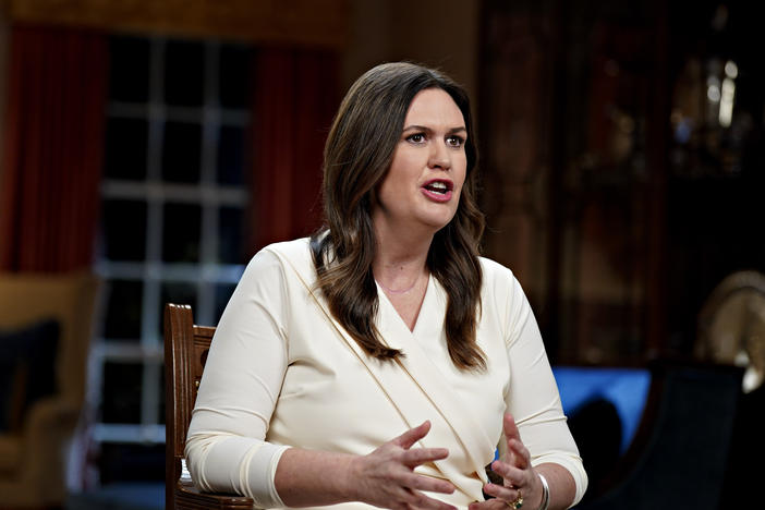 Arkansas Gov. Sarah Huckabee Sanders delivers the Republican response to President Biden's State of the Union address on Feb. 7 in Little Rock, Ark. Sanders signed a law this week making it easier to employ kids under 16.