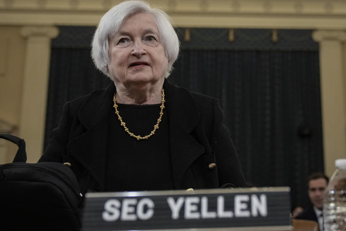 Treasury Secretary Janet Yellen arrives for a hearing on Capitol Hill on March 10. On Sunday, Yellen said the government wouldn't bail out Silicon Valley Bank.