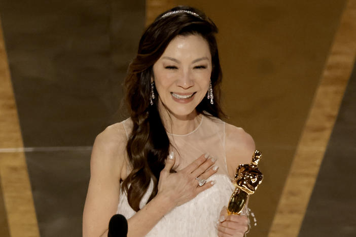Michelle Yeoh accepts the best actress award for <em>Everything Everywhere All at Once</em> onstage during the 95th Annual Academy Awards at Dolby Theatre on March 12, 2023 in Hollywood, Calif.