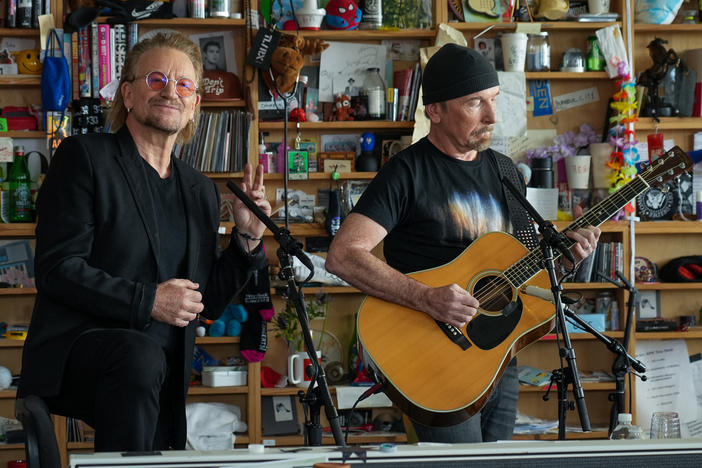 Bono and The Edge perform a Tiny Desk concert.