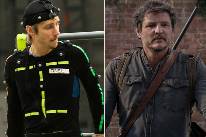 Main character Joel in <em>The Last of Us Part I —</em> Troy Baker, the actor that portrayed him in the game — and Pedro Pascal, who played the same character in the HBO show.