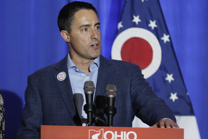 Ohio Secretary of State Frank LaRose, a Republican, speaks on election night on Nov. 8, 2022, in Columbus, Ohio.