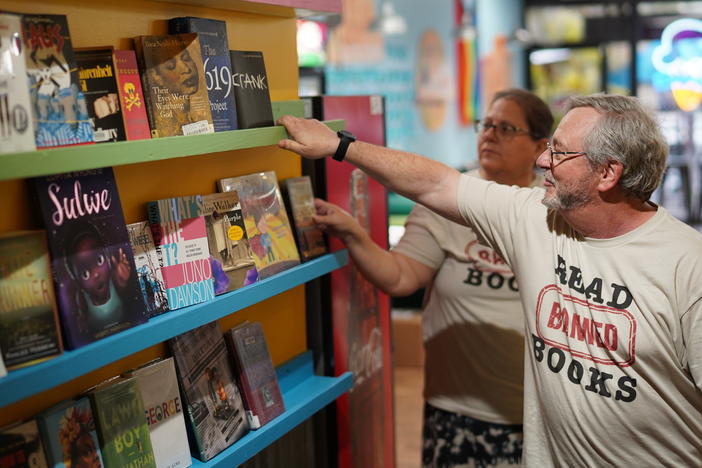 Florida teacher Adam Tritt and his group, Foundation 451, led the launch of a "Banned Book Nook" at a Ben & Jerry's ice cream store in Melbourne, Fla.