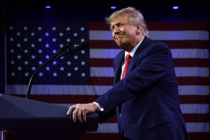 Former President Donald Trump addresses the annual Conservative Political Action Conference (CPAC) at Gaylord National Resort & Convention Center on March 4 in National Harbor, Md.