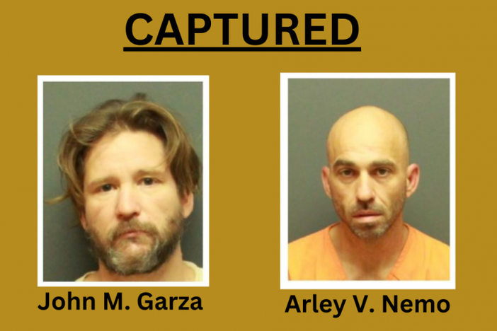 The Newport News Sheriff's Office says Garza and Nemo are back in custody, with escape-related charges pending.