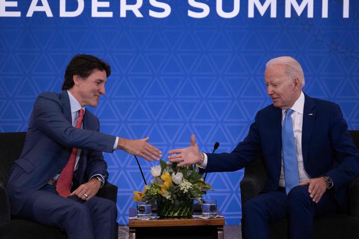 President Biden meets with Canadian Prime Minister Justin Trudeau in Mexico City during the North American Leaders' Summit in January.