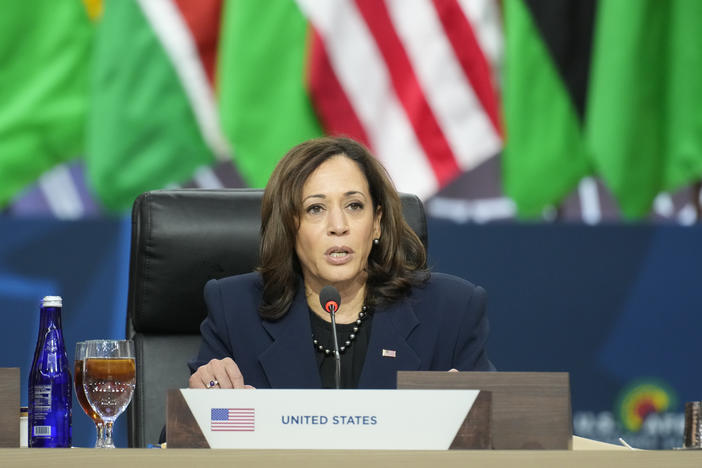 Vice President Harris speaks during the U.S. Africa Leaders Summit in Washington on Dec. 15, 2022.