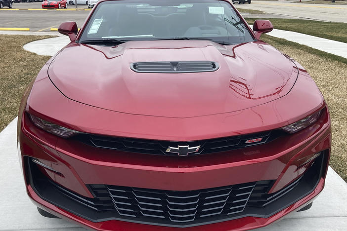A 2023 Chevy Camaro 2SS Convertible is seen at a dealership in Wheeling, Ill., on  Wednesday. General Motors said it will stop making current generation of the brawny muscle car early next year.