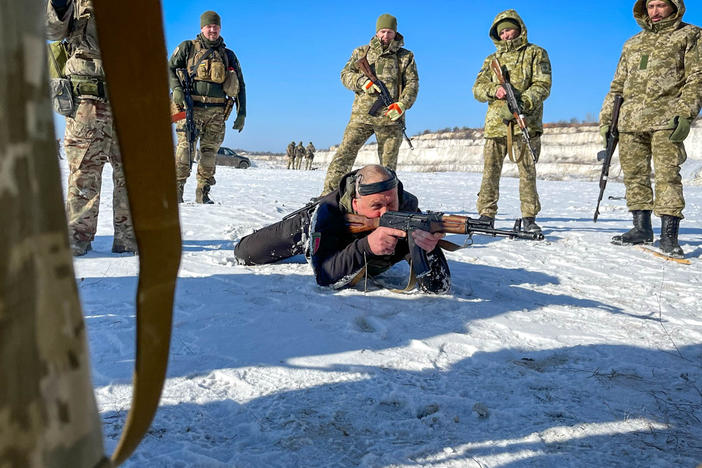 Magnus Ek, 53, a retired Swedish lieutenant, is teaching a group of Ukrainian conscripts how to fire an AK-47 in eastern Ukraine's Donbas region. Ek, who spent a decade as an instructor in Sweden, is among a group of foreign military volunteers who have gone to train Ukrainians how to defend their country from Russia's invasion.