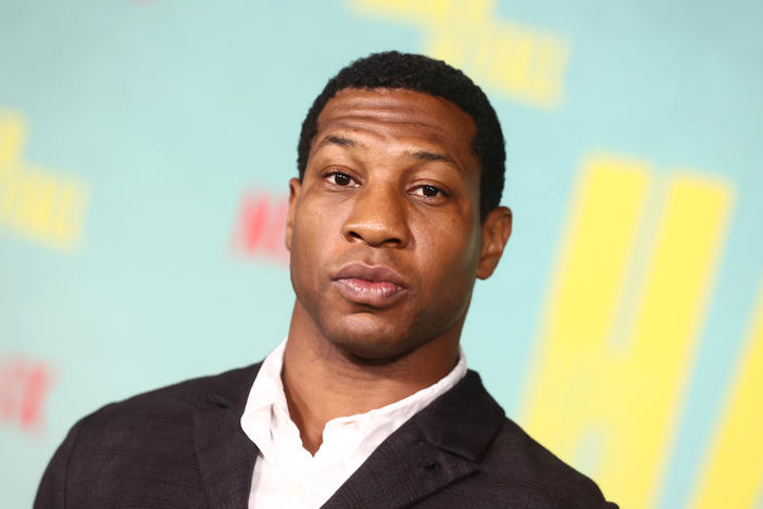 Jonathan Majors is pictured at Shrine Auditorium and Expo Hall in October 2021 in Los Angeles.