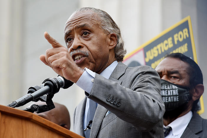 Rev. Al Sharpton speaks during the March on Washington at the Lincoln Memorial on August 28, 2020 in Washington, DC.