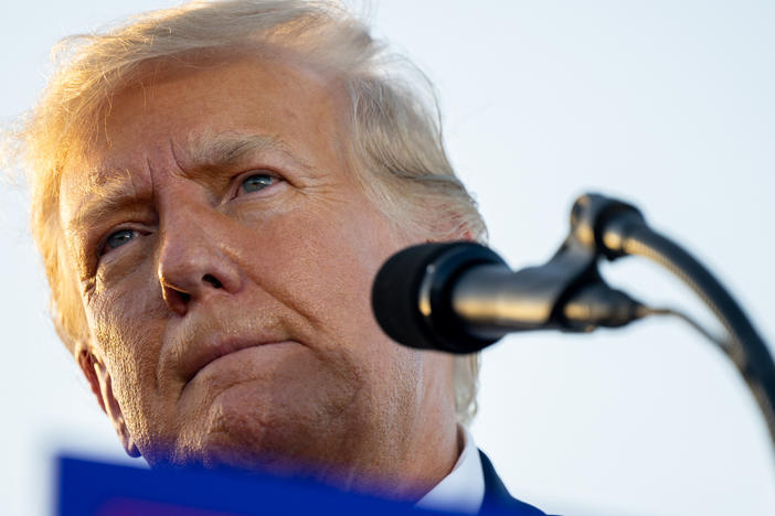 Former President Donald Trump speaks during a rally at the Waco Regional Airport on March 25 in Waco, Texas.