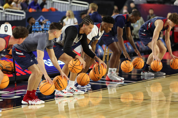 The Florida Atlantic Owls will face the San Diego State Aztecs in the Final Four on Saturday — the first time either program has gotten this far in the NCAA Tournament. The Owls practiced at NRG Stadium in Houston, Texas, on Friday.