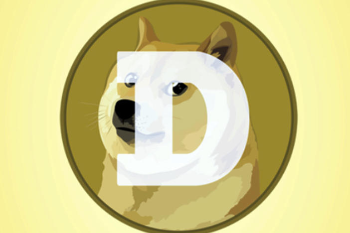 This mobile phone app screen shot shows the logo for Dogecoin.