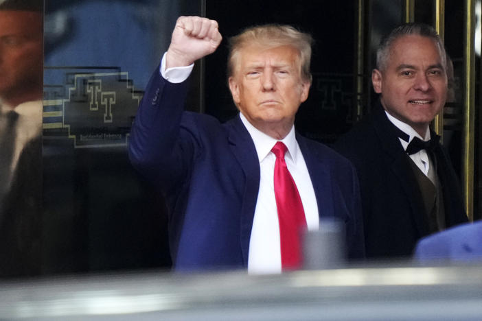 Donald Trump leaves Trump Tower in New York on Tuesday.