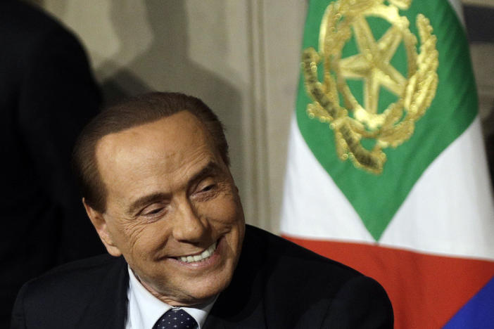 Silvio Berlusconi meets journalists at the Quirinale presidential palace in Rome in 2018.