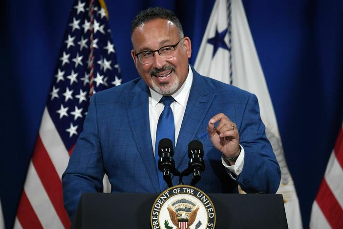 In the Thursday announcement, U.S. Education Secretary Miguel Cardona said, "Every student should be able to have the full experience of attending school in America, including participating in athletics, free from discrimination."