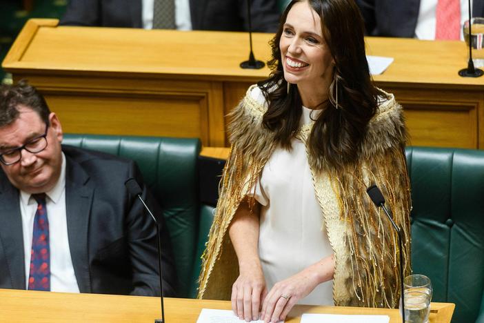 Jacinda Ardern gives her farewell speech in parliament in Wellington on April 5.