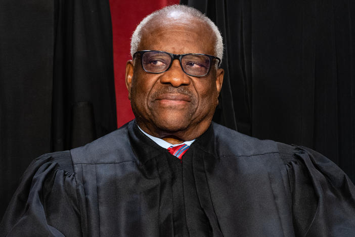 Associate Justice Clarence Thomas during the formal group photograph at the Supreme Court in Washington, D.C., on Oct. 7, 2022.