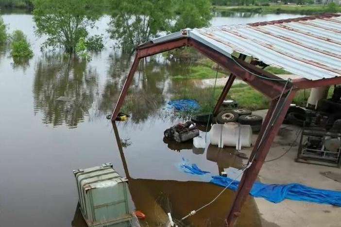 The sinkhole in Daisetta, Texas, began expanding again on April 2, after more than 15 years of being dormant. Since then new structures and tanks have fallen into the crater.