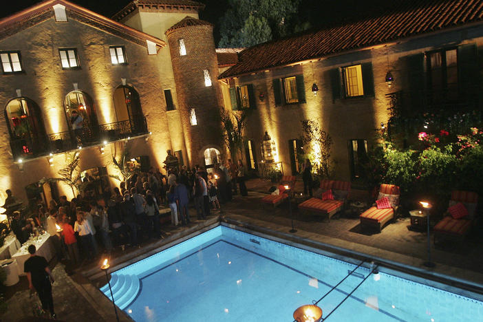 A new research study says that maintaining backyard pools, like this one pictured in Los Angeles in August, 2005, are one way that rich city dwellers are over-consuming water.
