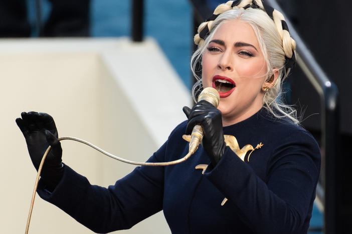 Lady Gaga performs during President Biden's inauguration at the U.S. Capitol on Jan. 20, 2021. She'll co-chair Biden's arts advisory committee.