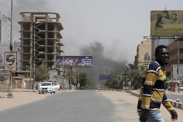 Smoke is seen rising from a neighborhood in Khartoum, Sudan, Saturday, April 15, 2023. Fierce clashes between Sudan's military and the country's powerful paramilitary erupted in the capital and elsewhere in the African nation after weeks of escalating tensions between the two forces. The fighting raised fears of a wider conflict in the chaos-stricken nation.