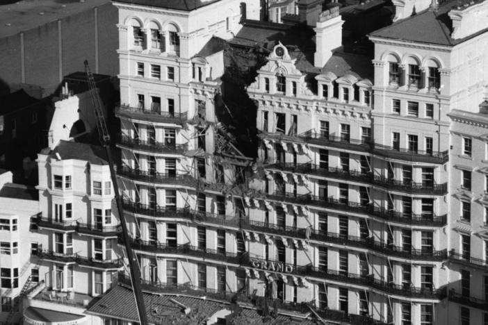 In 1984, the IRA planted the bomb at the Grand Hotel in the seaside resort of Brighton, England, targeting Prime Minister Margaret Thatcher. The bomb detonated on Oct. 12, 1984 — the aftermath is shown above.