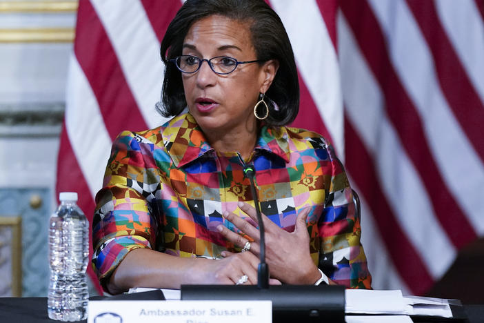 Domestic Policy Adviser Susan Rice speaks during a roundtable discussion in Washington, Dec. 7, 2022.