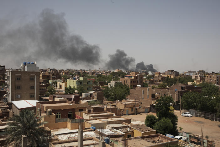 Smoke is seen in Khartoum,  April 22. The fighting in the capital between the Sudanese Army and Rapid Support Forces resumed after an internationally brokered cease-fire failed.