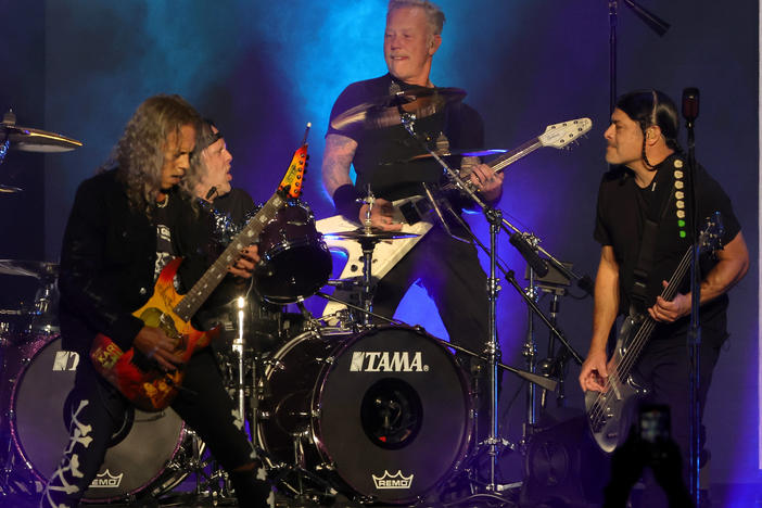 Metallica perform at Allegiant Stadium in February 2022 in Las Vegas.