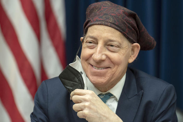 Rep. Jamie Raskin, D-Md., participates in a House Oversight and Accountability Committee hearing on March 29. On Thursday, he announced a preliminary diagnosis that his cancer is in remission after treatments.