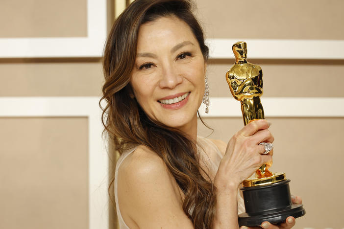Michelle Yeoh, winner of the Best Actress in a Leading Role award for <em>Everything Everywhere All at Once</em> at the 95th Annual Academy Awards on March 12, 2023 in Hollywood, Calif. Mallory Yu recommends The Criterion Channel's <a href="https://www.criterionchannel.com/starring-michelle-yeoh">"Starring Michelle Yeoh Collection."</a>