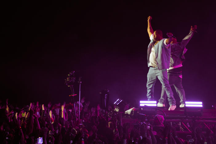 Busta Rhymes and Spliff Star perform on Solar stage at Something In The Water festival.