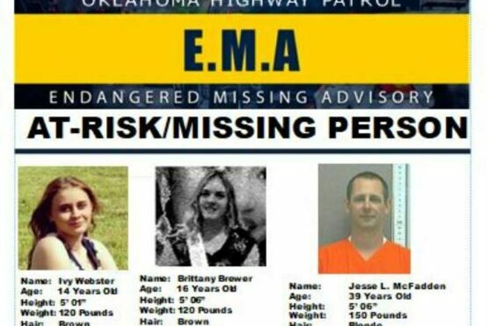 An Endangered Missing Advisory issued Monday said 14-year-old Ivy Webster and 16-year-old Brittany Brewer were last spotted with Jesse McFadden, a convicted sex offender.