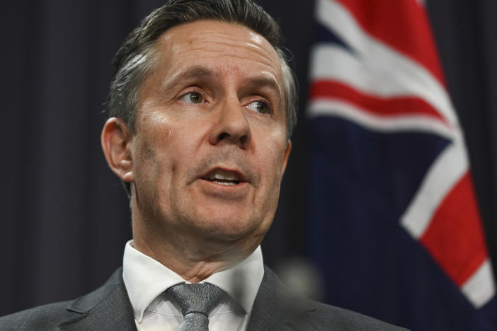 Australian Minister for Health and Aged Care Mark Butler addresses the media at Parliament House on March 30 in Canberra, Australia.