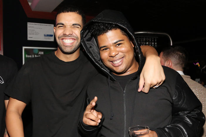 Drake and Makonnen celebrate during the former's 2014 birthday party at Dave & Buster's in Times Square, New York.