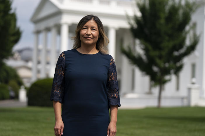 Julie Chávez Rodríguez at the White House on Wednesday, June 9, 2021. Chávez Rodríguez is leaving her job as a senior adviser to run President Biden's reelection campaign.