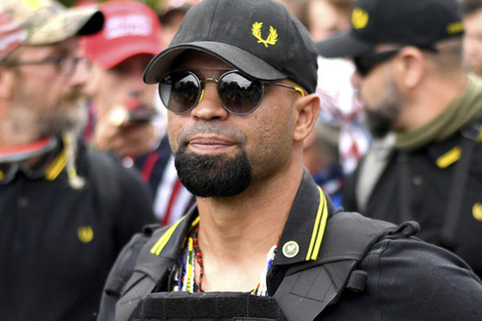Proud Boys chairman Enrique Tarrio at a 2019 rally in Portland, Ore.