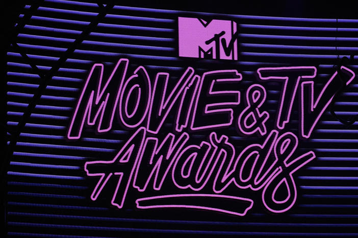 A view of the MTV Awards signage onstage during the 2017 MTV Movie And TV Awards at The Shrine Auditorium in Los Angeles. Unlike in previous years, this year's awards show will not be broadcast live.