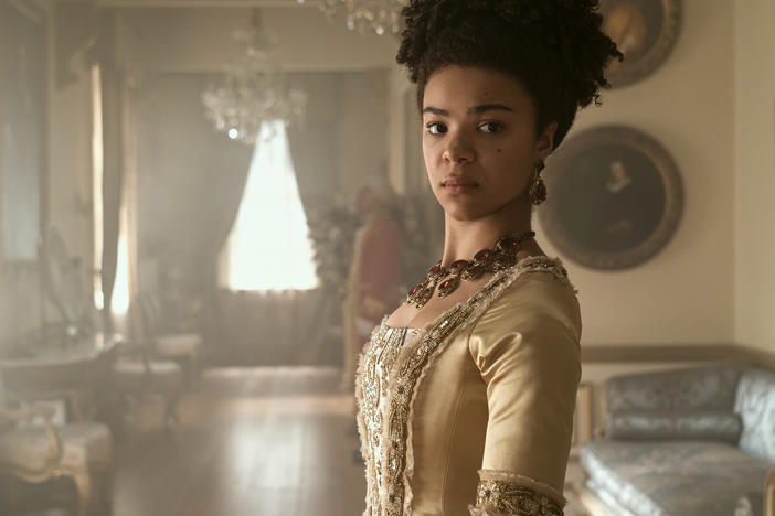 India Amarteifio as young Queen Charlotte in <em>Queen Charlotte: A Bridgerton Story</em>.