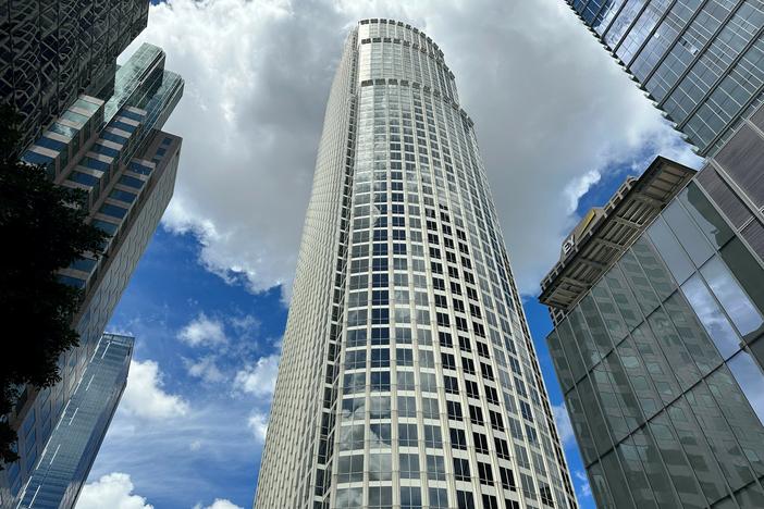 The 777 Tower in downtown Los Angeles' financial district is one of two buildings that Brookfield, the city's largest office owner, defaulted on this year.