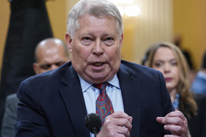 Michael Luttig, a retired federal judge who was an adviser to former Vice President Mike Pence, testifies at a Jan. 6 committee hearing in June 2022.