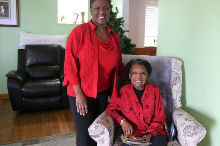 Jonnie Lewis-Thorpe, now 83, (right) lives with her daughter Angela Reynolds. She has Alzheimer's and lost her home due to symptoms of the disease.